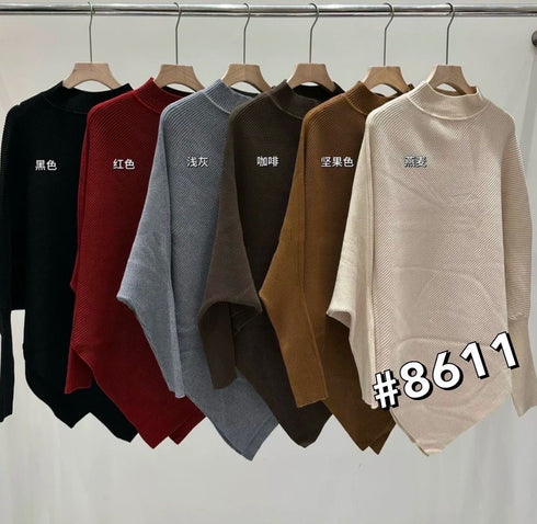 Women Cozy Knitted Turtleneck Batwing Sleeves